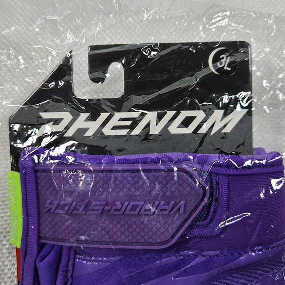 Phenom Elite Vapor-Stick Football Receiver Gloves Purple Mens 3L XXXL SFIA New - Picture 3 of 6